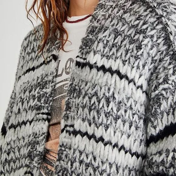 Free People Wanderer Cardi Chunky Cardigan Sweater Size s - Picture 4 of 9